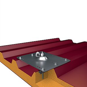 Points d'ancrage Standard sur plaque de base profils trapézoïdale - Sanwich acier