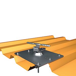 Guida a cavo 90° su piastra di base profilati trapezoidali - acciaio Guida a cavo 90° su piastra di base profilati trapezoidali - acciaio